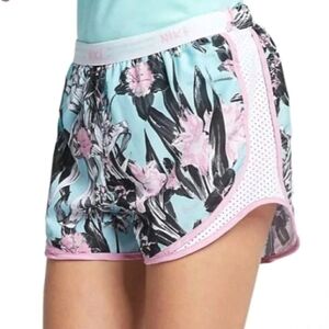 NWOT Nike Dri-Fit Tempo mini shorts. Floral. Blue, pink, black, white. Liner. 2X